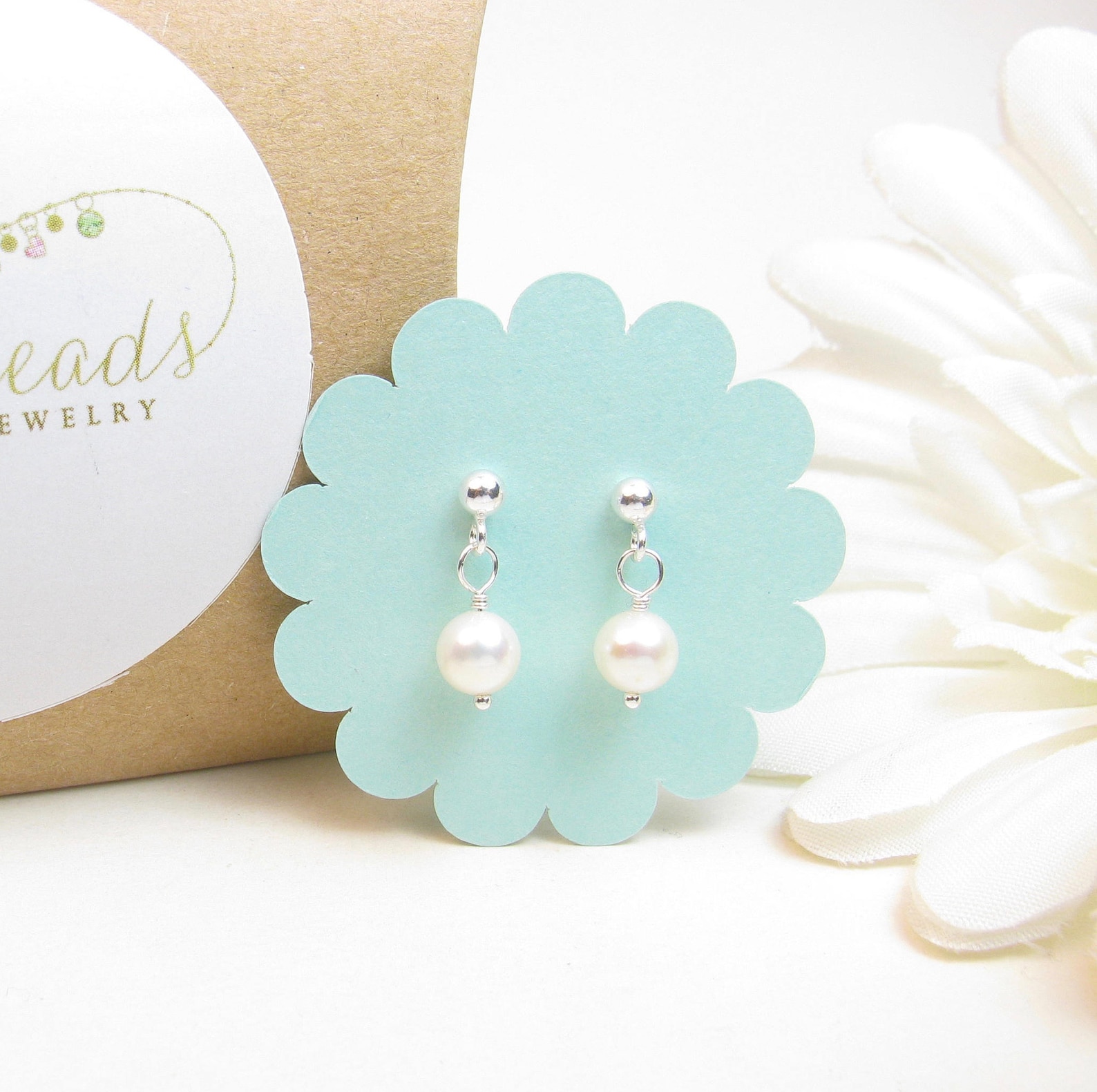 Little Girl Real Pearl Dangle Earrings W/ Nickel Free Sterling Etsy