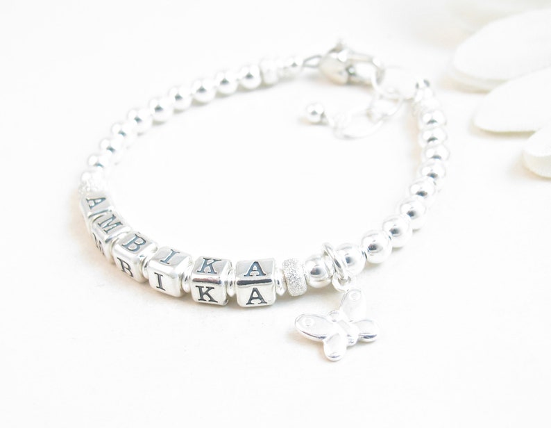 Sterling Silver Beaded Name Bracelet for Child Baby Infant Etsy