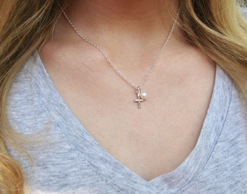 Sterling Silver Cross Charm Necklace for Child Tween Teen Girl Etsy