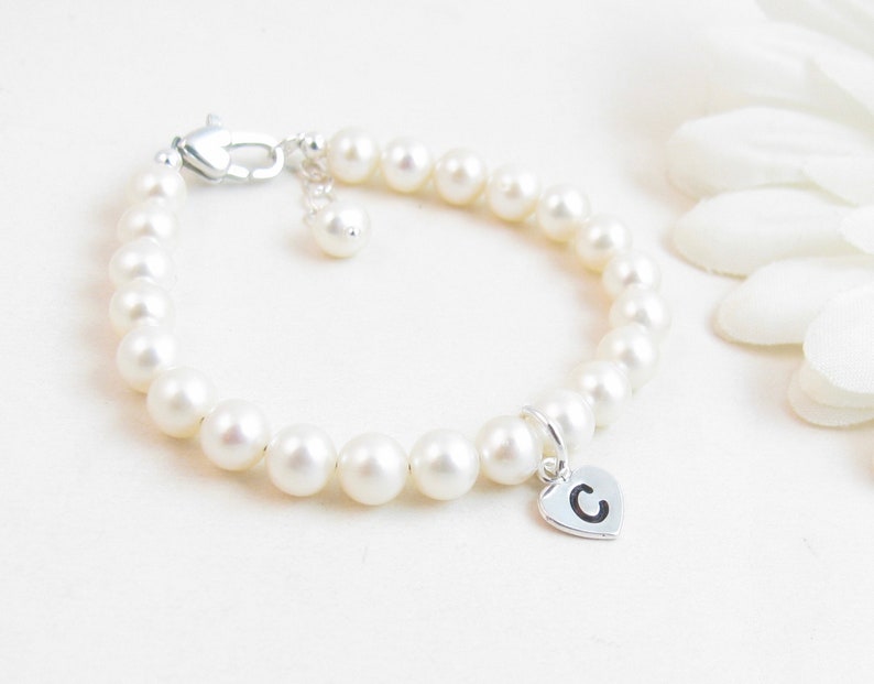 Flower Girl Freshwater Pearl Bracelet w/ Sterling Silver image 2