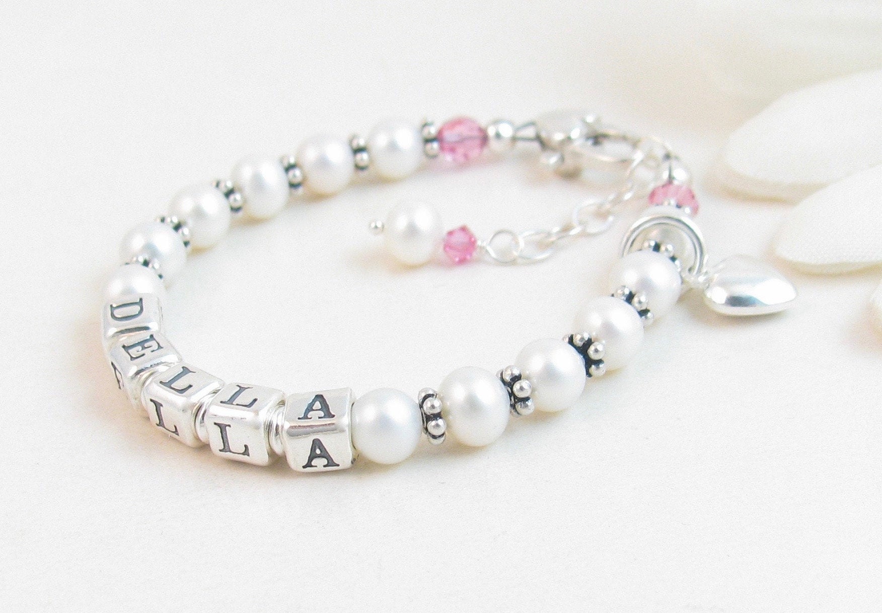 Personalized Pearl Baby BraceletBaptism Pearl BraceletBaptism Bracelet