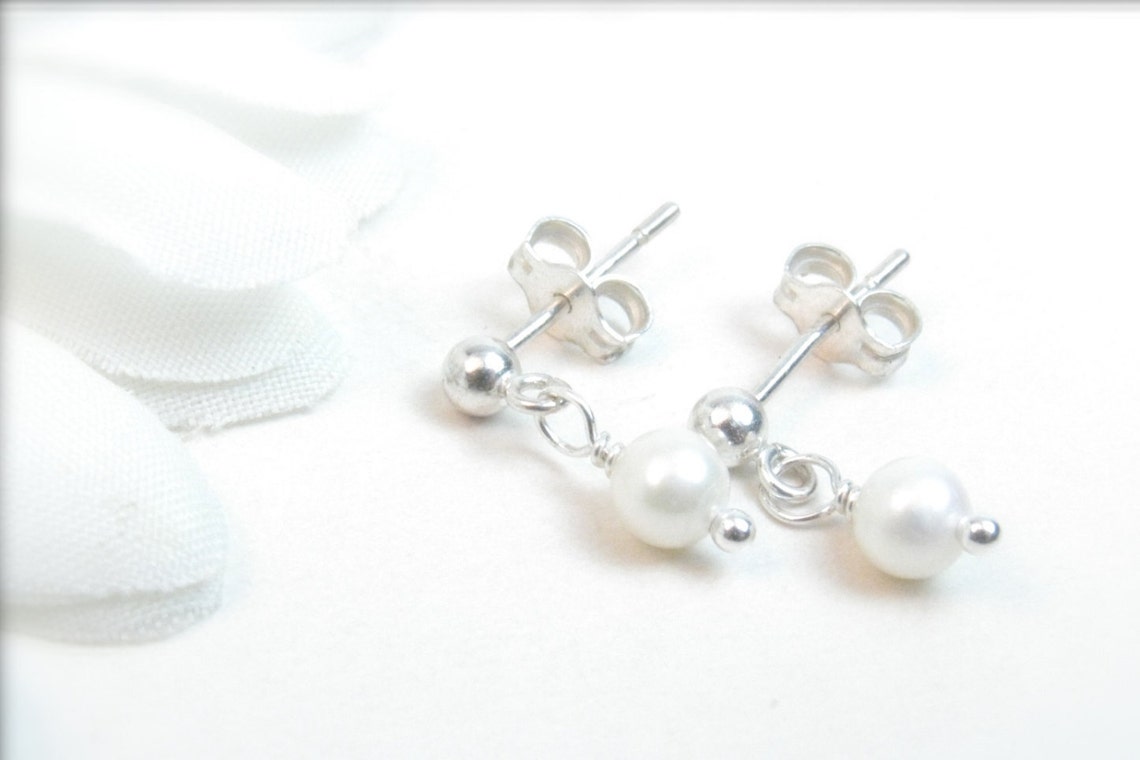 Little Girl Real Pearl Dangle Earrings W/ Nickel Free Sterling Etsy