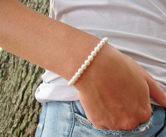 White real freshwater pearl extending clasp bracelet gift boxed