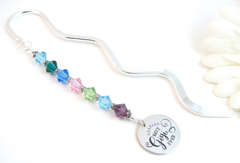 Custom Bookmark for w/ Grandchildren's Birthstones, Mother's Day Gift for Gigi Nana Grandma Mimi Gramma Nonna Grandmother BEST Gigi EVER