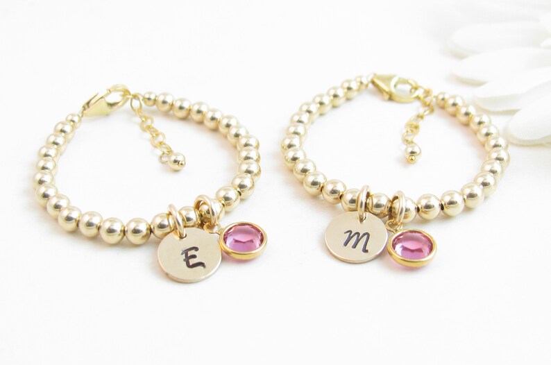 Twin ID Bracelets Gift for Newborn Twin Girls 2 Gold Beaded Etsy