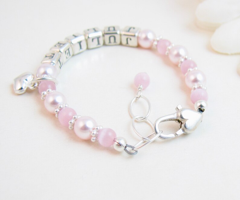 Pink Pearl Name Bracelet for Infant Baby Child Toddler Little Etsy