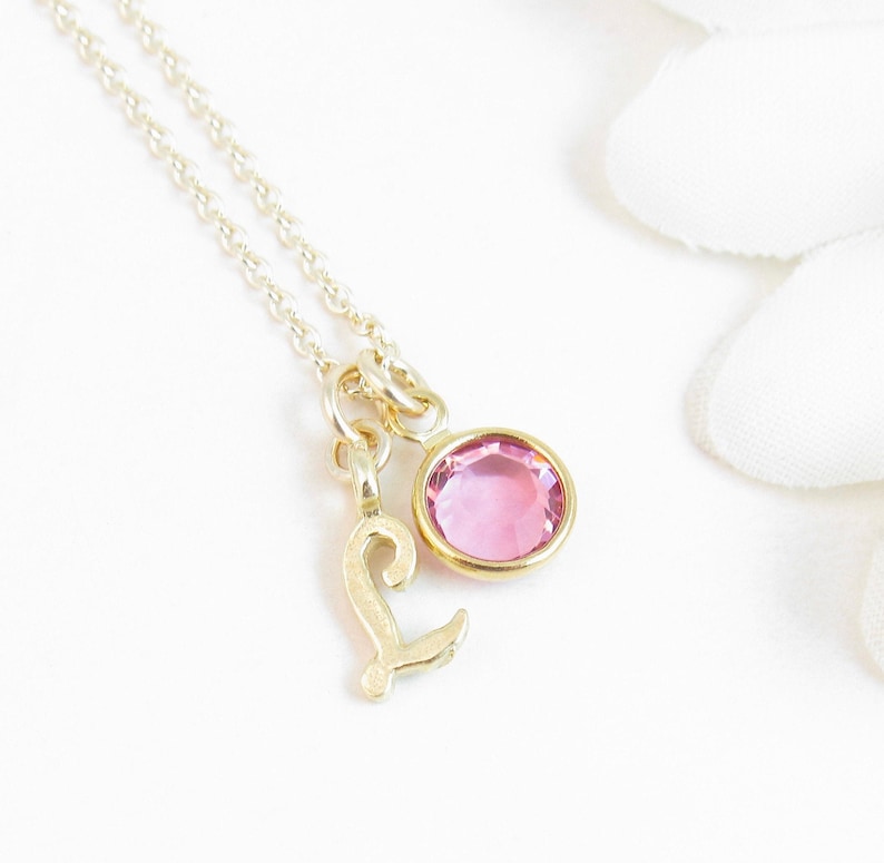 Gold Initial Necklace W/ Birthstone for Child Girl Tween Etsy