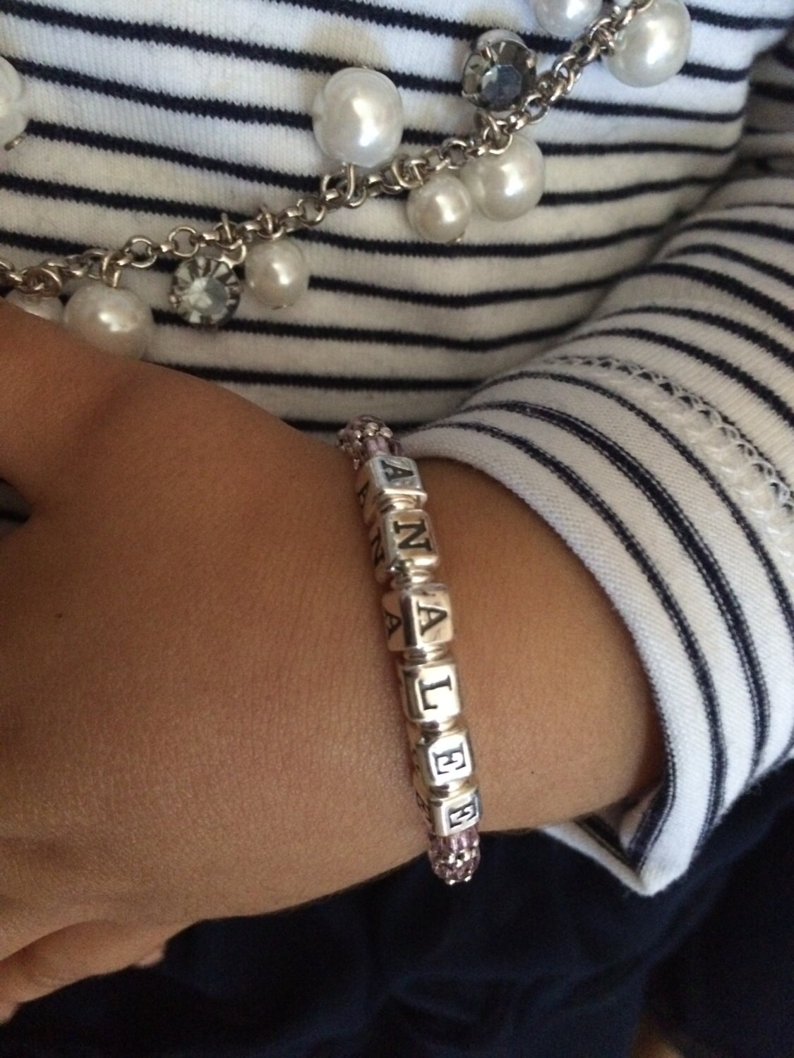 Sterling Silver Beaded Name Bracelet for Child Baby Infant Etsy