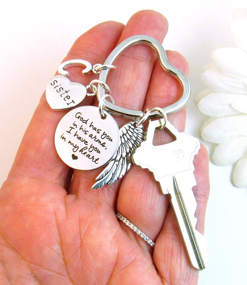 Personalized Loss of Sister Angel Wing Keychain Bereavement Etsy