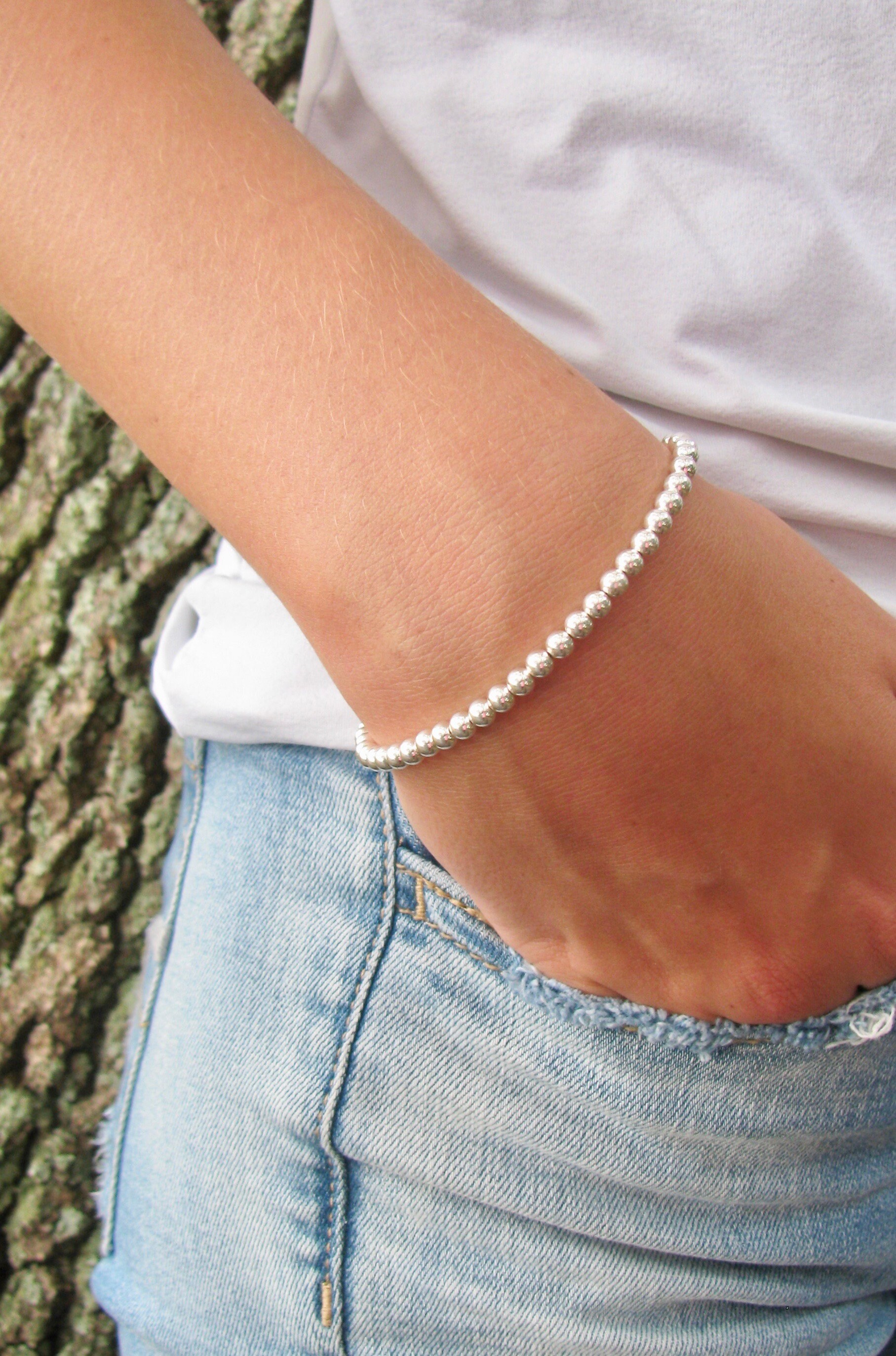SILVER925 4 BALLS BRACELET/シルバー/ブレスレット シルバー925 ボールチェーンブレスレット 太め 太幅 8mm