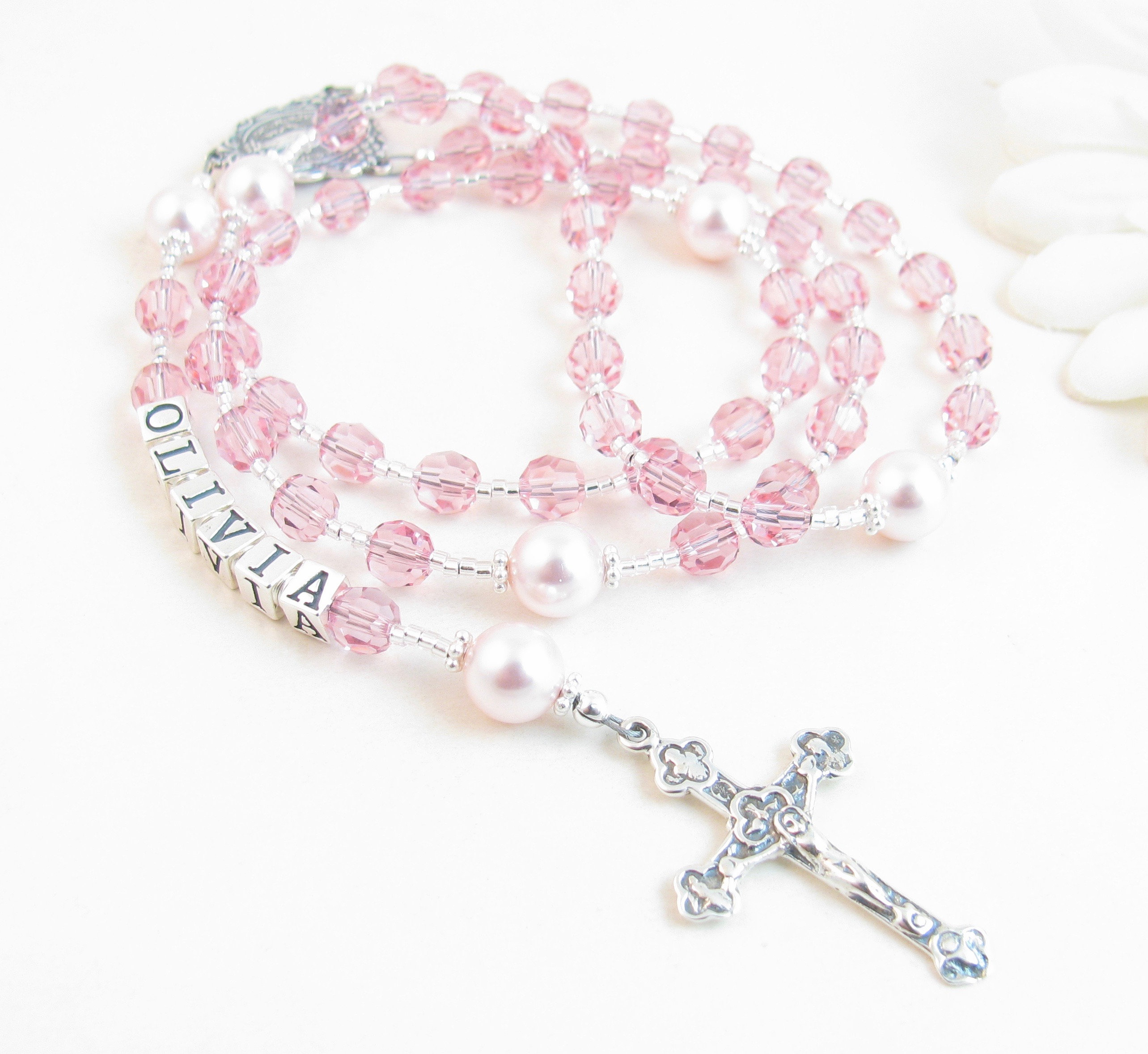 Pink rosary best sale bracelet