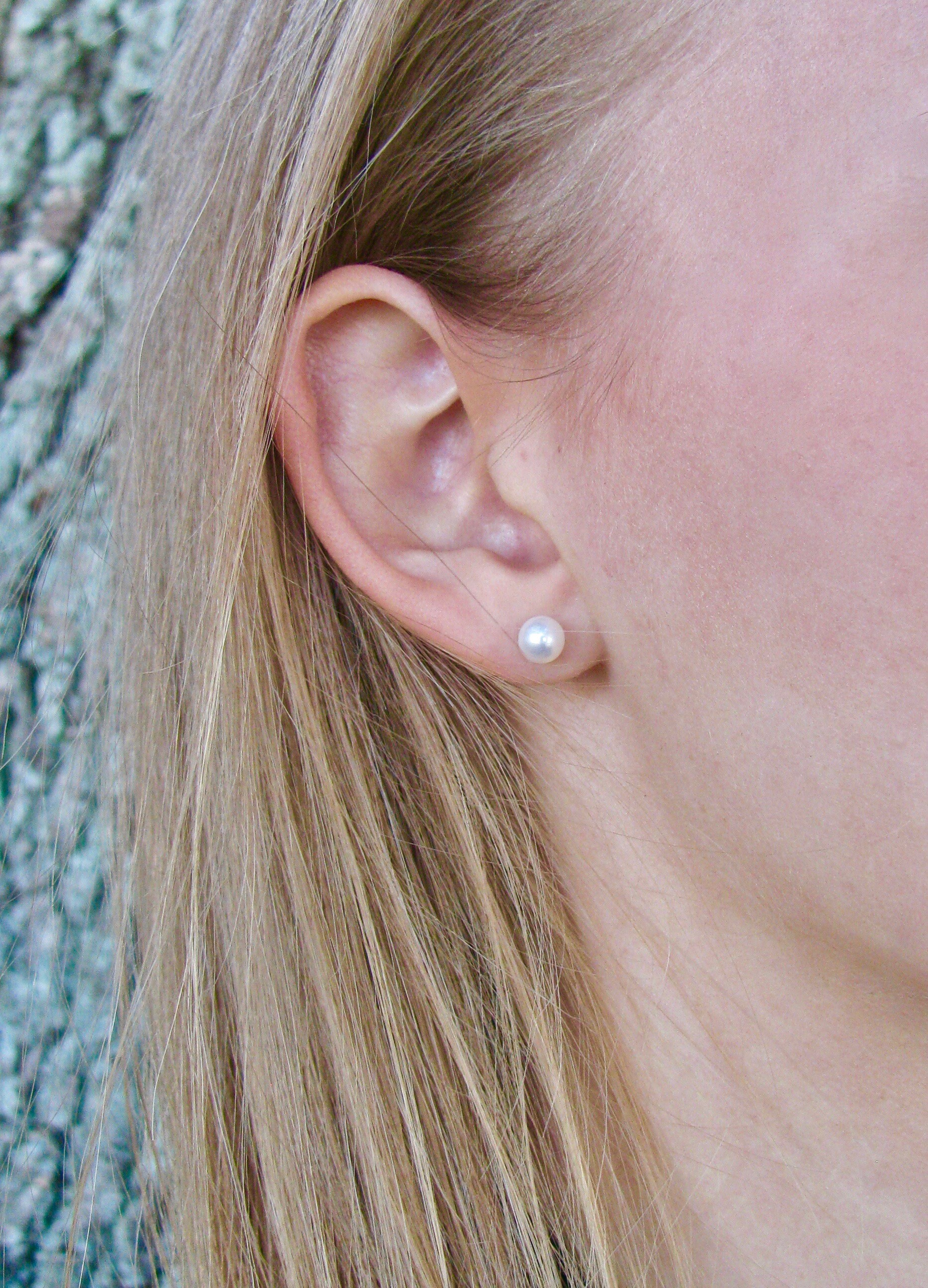 5.5mm Real Pearl Stud Earrings Small Minimal Nickel Free Sterling