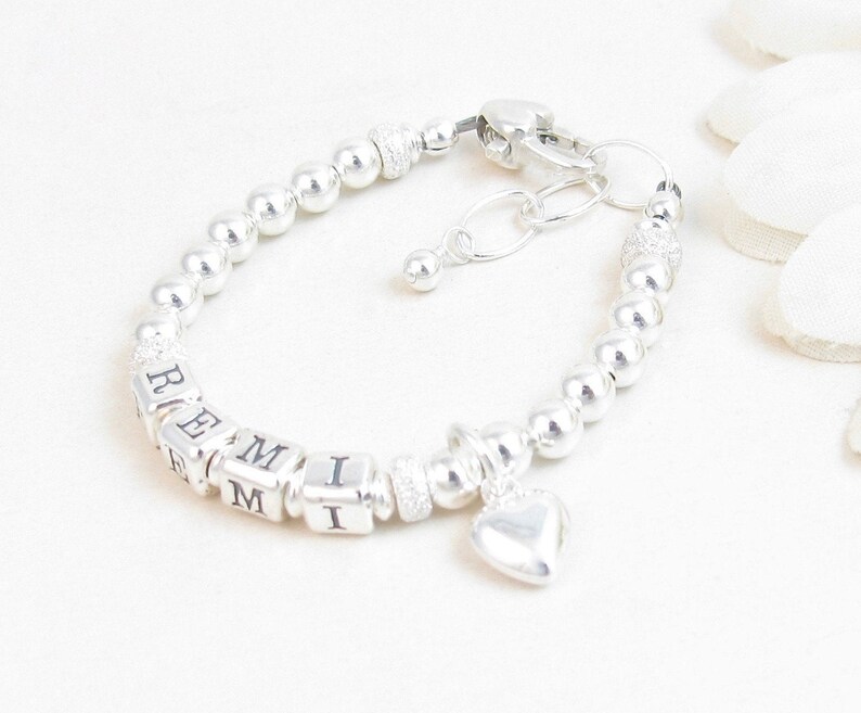 Sterling Silver Beaded Name Bracelet for Child Baby Infant Etsy
