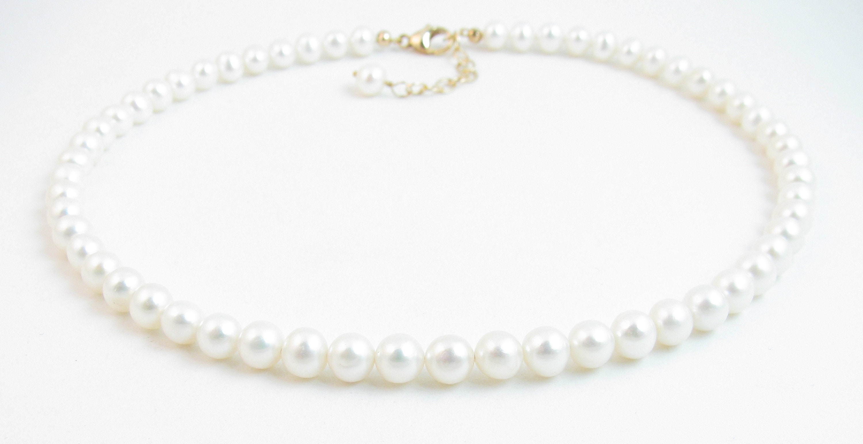 6mm Real Pearl Necklace W/ 14K Gold 