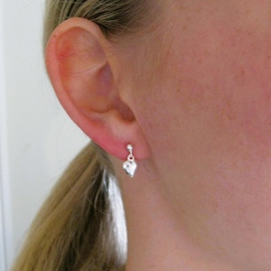 Sterling Silver Heart Dangle Earrings for Girls, Heart Jewelry Gift for Daughter Granddaughter Niece, First Dangly Earrings