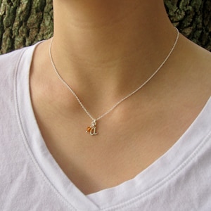 Collar con inicial de plata esterlina, collar pequeño y minimalista para niñas, adolescentes o adultas, joyería con piedra de nacimiento, colgante con dije de letra