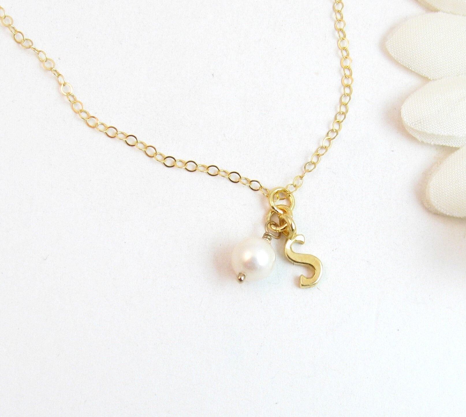 Tiny Gold Initial Necklace, Gold Letter Necklace, Gold Initial Jewelry,  Bridesmaid Gift, Personalized Gold Jewelry, Custom Gold Necklace
