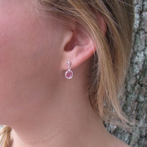 Crystal Birthstone Earrings for Kids Child Flower Girl, Small Crystal Dangles w/ Nickel-Free Sterling Silver Post, First Dangly Earrings