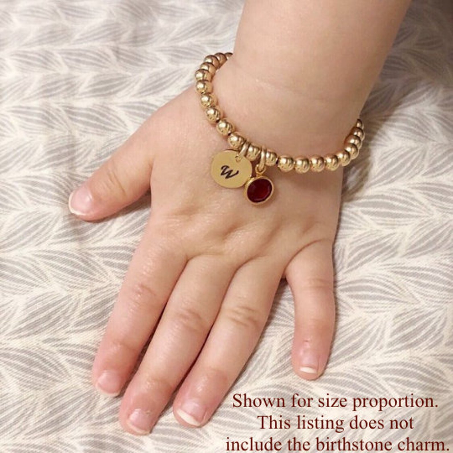 4mm Gold Beaded Initial Charm Bracelet Baby Child Infant Etsy