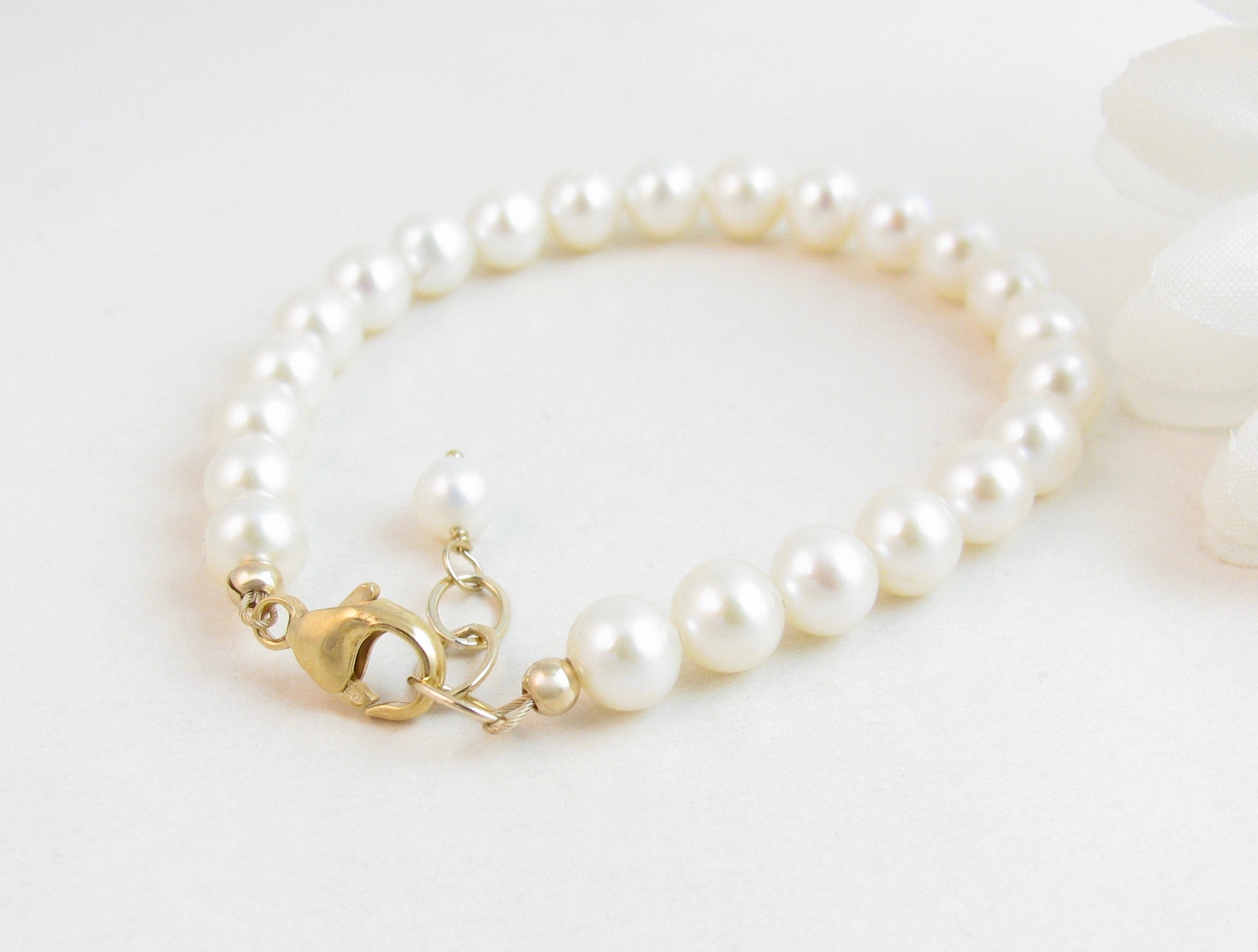 Little Girl Real Pearl Necklace & Pearl Bracelet W/ Gold Etsy Canada