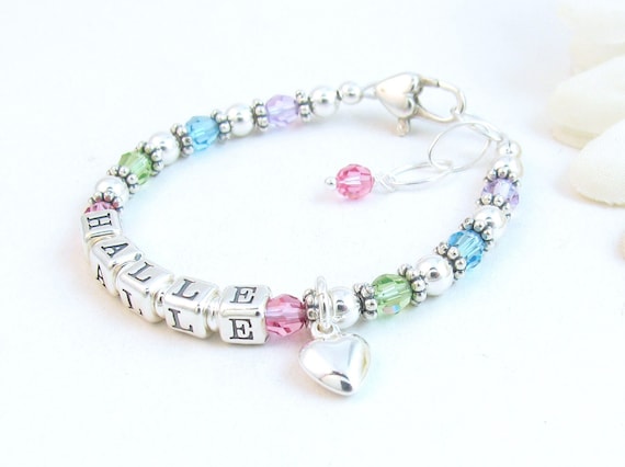 Flower Charm Bracelet with Liquid Silver Multicolor Crystals Sterling, Made in the USA Flower Charm Bracelet with Liquid Silver Multicolor Crystals Sterling, Made in the USA