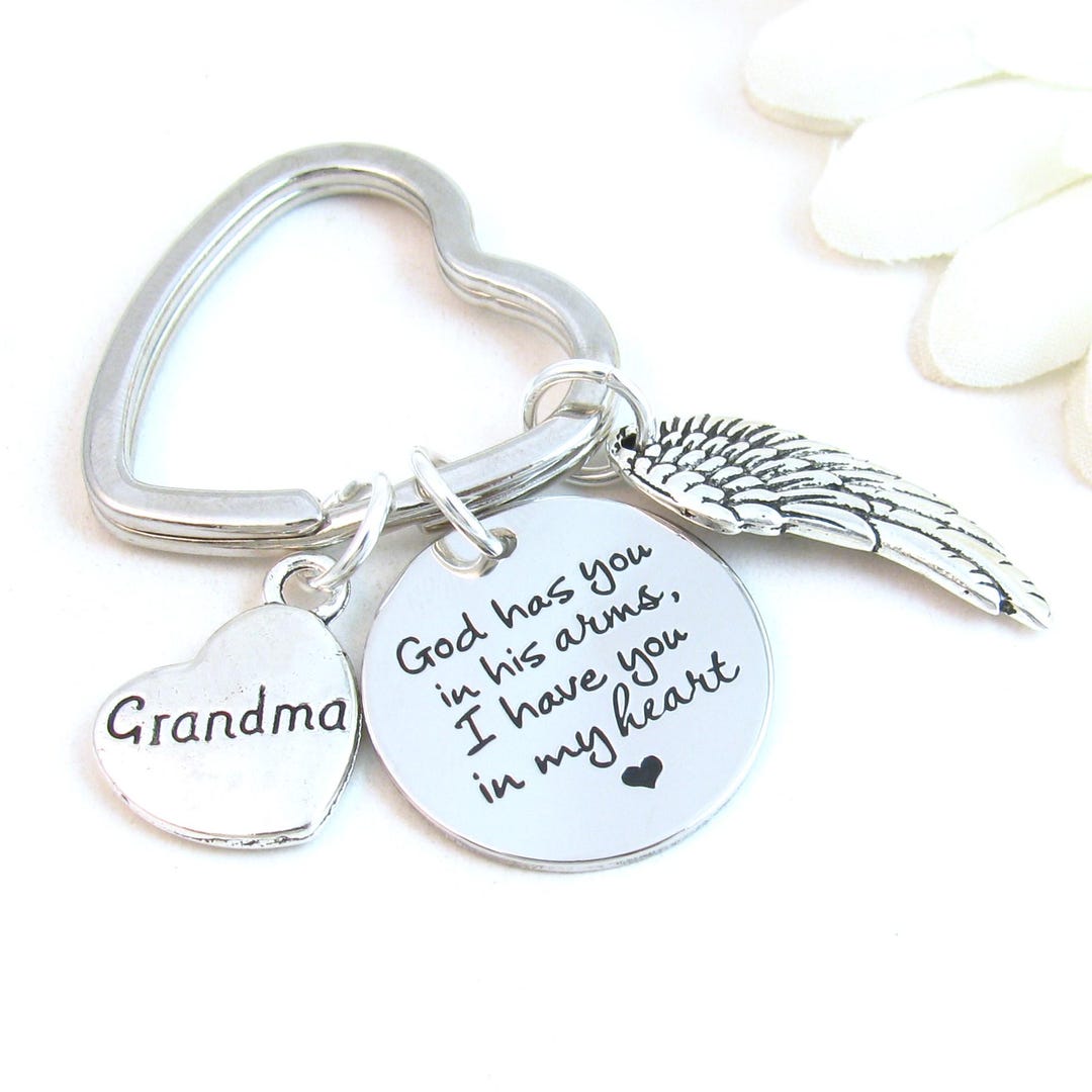 Gift for Loss of Grandma, Sympathy Memorial Gift, Angel Wing Keychain ...