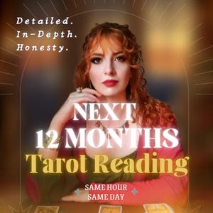 Pronóstico del Tarot de 12 meses / Predicciones, orientación y conocimientos para el próximo año: misma hora/mismo día.