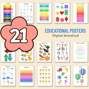 Lernposter für das Kinderzimmer, ABC- und Kleinkindposter, Montessori- und Homeschool-Spielzimmer-Lerndrucke