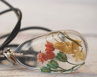 Lily of the Valley Resin Pendant: May Birth Flower Necklace