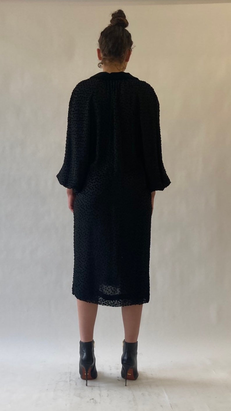 1980s Valentino Silk Swiss dot cut velvet dress