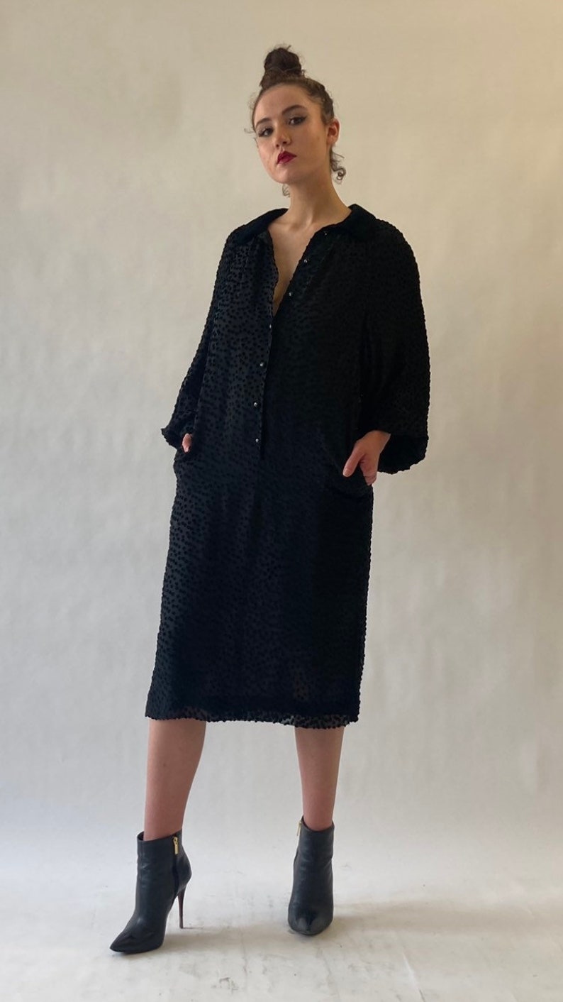 1980s Valentino Silk Swiss dot cut velvet dress