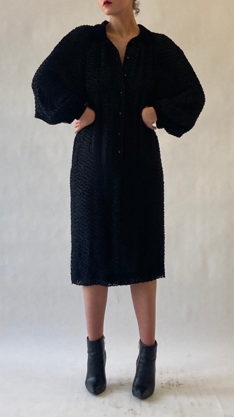 1980s Valentino Silk Swiss dot cut velvet dress