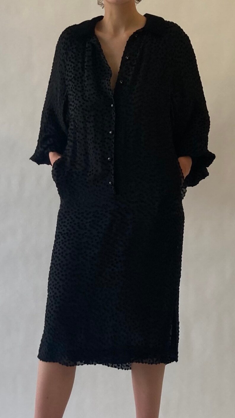 1980s Valentino Silk Swiss dot cut velvet dress