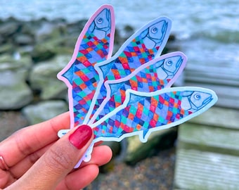 Sardine Sticker Pack - Sardine Tin Artwork, Waterproof Vinyl Stickers, Sparkly Fish Art, Gift for Sardine Lovers