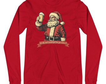 Funny Santa Beer Christmas Long Sleeve Tee