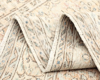 Alfombra turca marrón y beige de 15 x 23 cm, alfombra Oushak de 15 x 23 cm, alfombra hecha a mano para dormitorio, alfombra extragrande, alfombra vintage estampada, alfombra de cocina, alfombra para salón