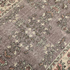 4x7 Purple Beige Rug, 4x7 Oushak Rug, Vintage Rug, Low Pile Rug, Kitchen Rug, Bedroom Rug, Home Decor, Turkish Rug, Decorative Neutral Rug