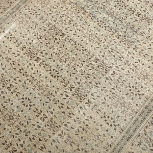 Tapete floral verde bege 5x7, tapete Oushak artesanal 5x7, tapete turco 5x7, tapete de lã feito à mão, tapete de lã antigo, tapete vintage, tapete de cozinha