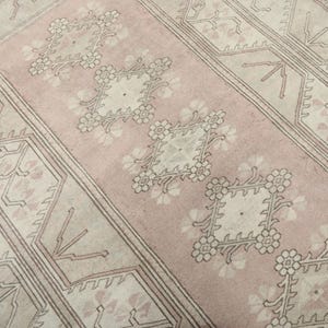 7x9 Pink Turkish Rug, 7x9 Oushak Area Rug, Faded Handmade Rug, Boho Rug,PatterneD Vintage Rug, 7x9 Kitchen Rug, Living Room Rug, Antique Rug