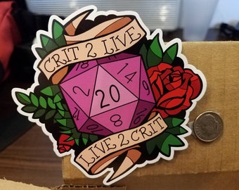 Live to Crit Dungeons and Dragons vinyl sticker
