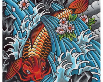 11x14 Photo Print - Koi and the Waterfall