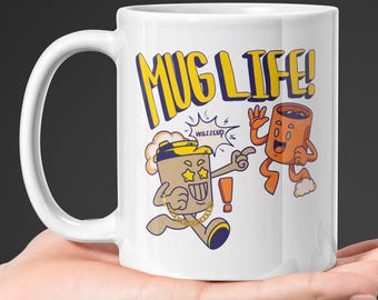 Funny Thug Life Parody Coffee Mug Gift for Hip Hop Fans Sarcastic Coffee Cup Humor Gift for Coffee Lover Friends Gag Gift for Homies buddies