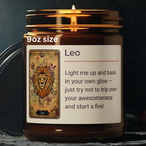 Funny Leo Horoscope Candle Leo Zodiac Birthday Gift Personalized Astrology Candle Custom Leo Zodiac Gift for Friend Mom Dad Wife Husband Her