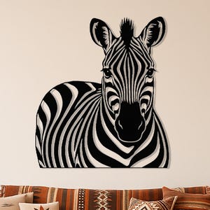 Zebra Wall Art | African Animal Metal Wall Decor for Living Room & Office | Safari Theme Metal Sculpture | Zebra Wall Art | Zebra Wall Decor
