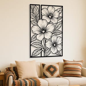 Floral Metal Wall Art | Flower Metal Wall Decor | Modern Botanical Wall Panel for Home & Living | Home Gift