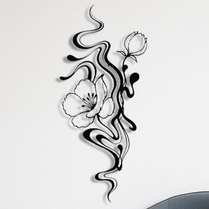 Floral Abstract Metal Wall Art, Flower Metal Wall Art, Floral Metal Wall Art Modern Flower Wall Decor for Living Room & Bedroom