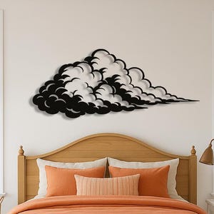 Minimal Cloud Metal Wall Art, Cloud Wall Art, Cloud Wall Decor, Modern Abstract Sky Decor for Living Room or Office