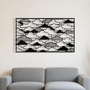 Cloud Pattern Metal Wall Art | Abstract Sky-Inspired Wall Decor | Modern Minimalist Black Metal Wall Hanging for Living Room or Office