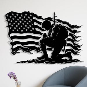 Muurkunst Amerikaanse soldaat - Militair huisdecor - metalen patriottische muurhanger - cadeau veteraan - legermuursculptuur