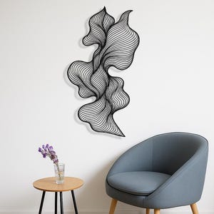 Wave Line Metal Wall Art, Modern Abst...